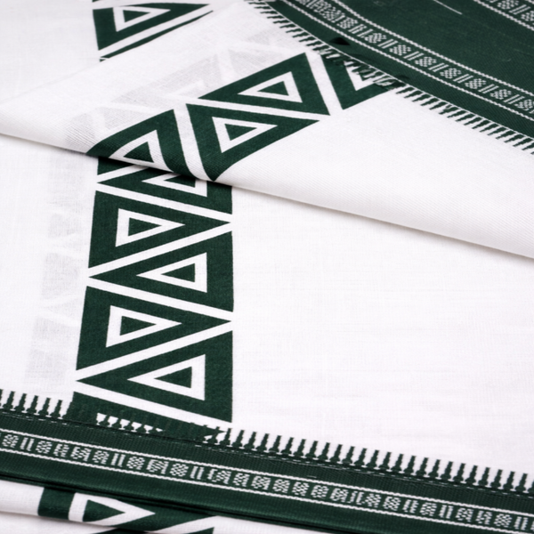 Men’s dhoti featuring elegant designed kara and traditional plain finish.