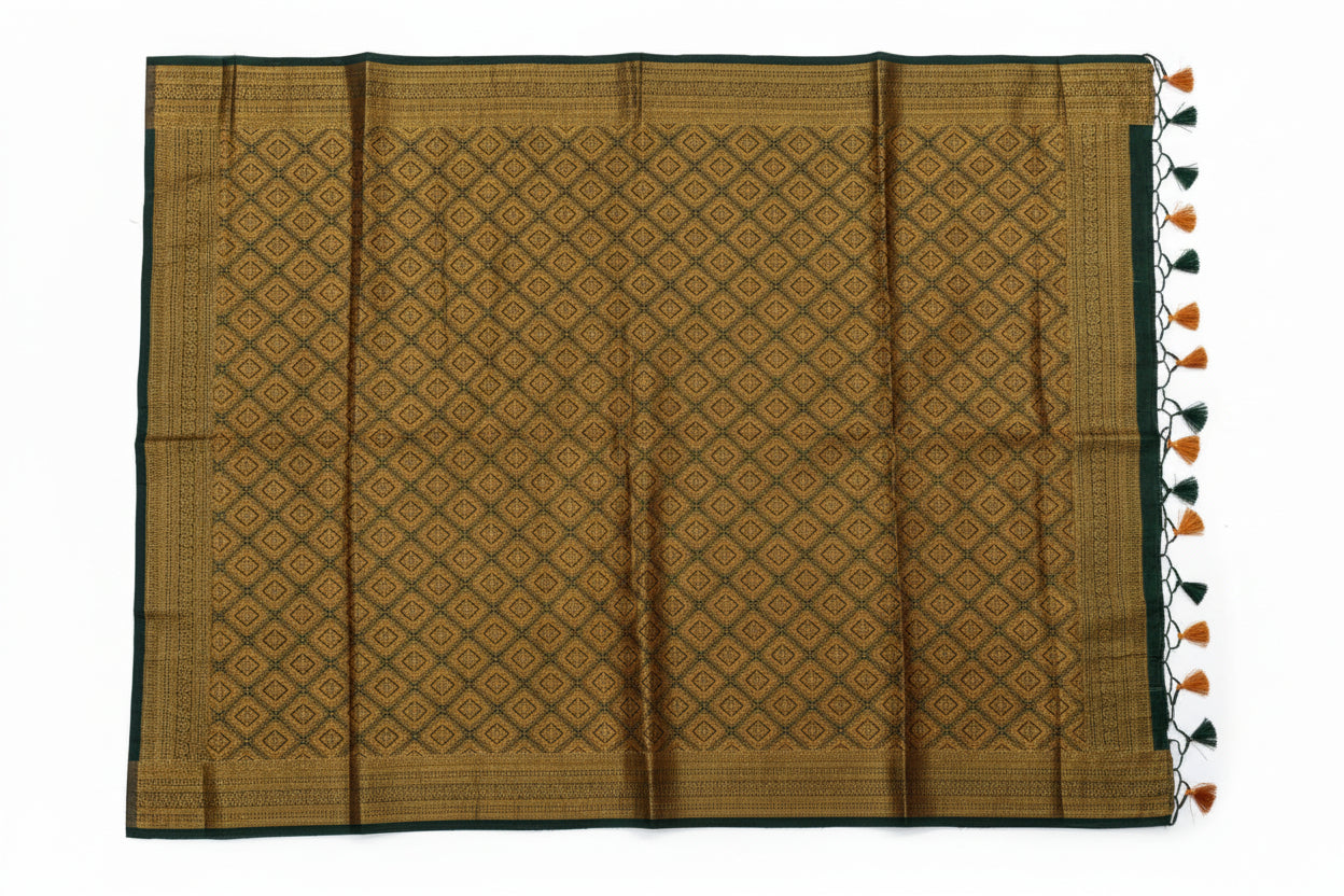Linen cotton saree with crisp texture and elegant drape by Ramachandra Kuthampully Handlooms.