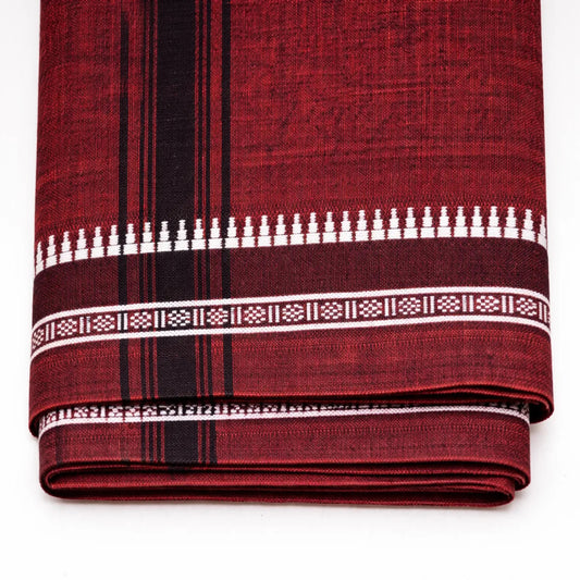 Plain kaavi mundu in different colors, traditional Kerala handloom wear by Ramachandra Kuthampully Handlooms.