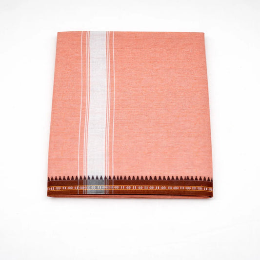 Plain kaavi mundu in different colors, traditional Kerala handloom wear by Ramachandra Kuthampully Handlooms.