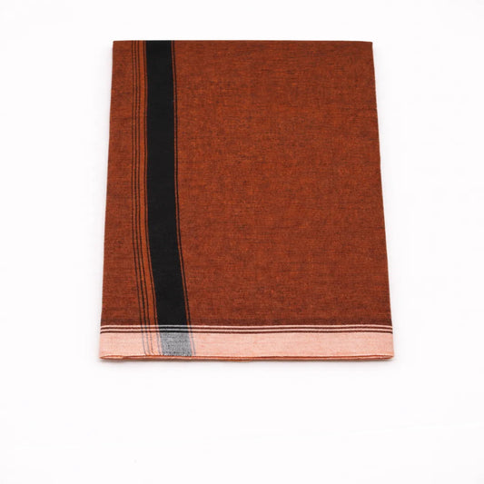 Plain kaavi mundu in different colors, traditional Kerala handloom wear by Ramachandra Kuthampully Handlooms.