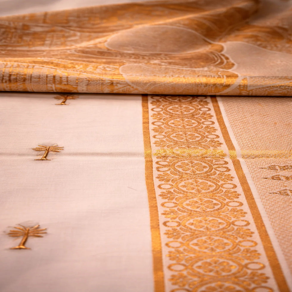 Kerala Tissue Set Saree with Elegant Designs | Ramachandra Kuthampully Handlooms