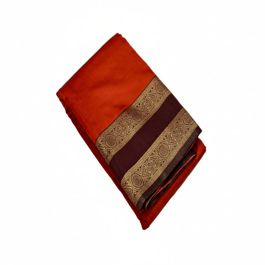 Burned Orange with Coffee Brown Saree | Ramachandra Kuthampully Handlooms