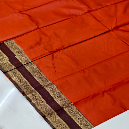 Burned Orange with Coffee Brown Saree | Ramachandra Kuthampully Handlooms