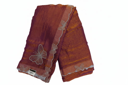 Butterfly fancy saree with elegant flowy design by Ramachandra Kuthampully Handlooms.