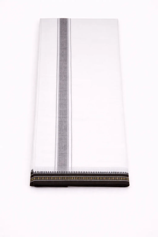 Grey Kara Single Mundu | Ramachandra Kuthampully Handlooms