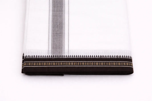 Grey Kara Single Mundu | Ramachandra Kuthampully Handlooms