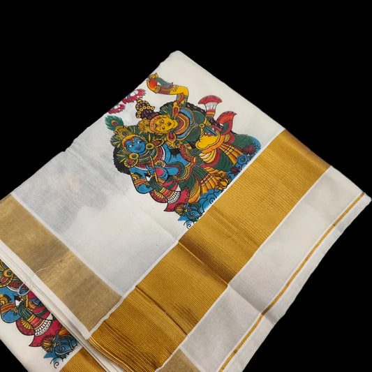 Spray  Printed Cotton Set Saree/ Ramachandra Handlooms