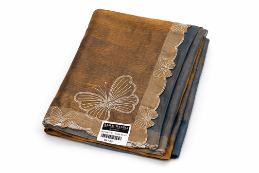 Butterfly fancy saree with elegant flowy design by Ramachandra Kuthampully Handlooms.