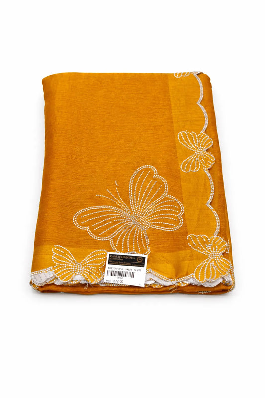 Butterfly fancy saree with elegant flowy design by Ramachandra Kuthampully Handlooms.