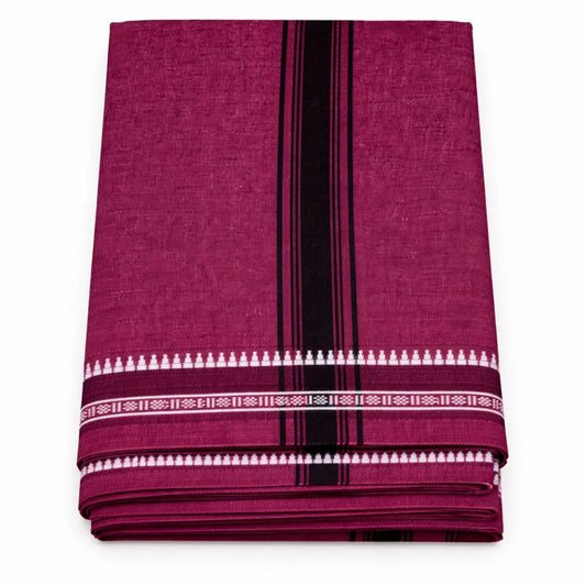 Plain kaavi mundu in different colors, traditional Kerala handloom wear by Ramachandra Kuthampully Handlooms.