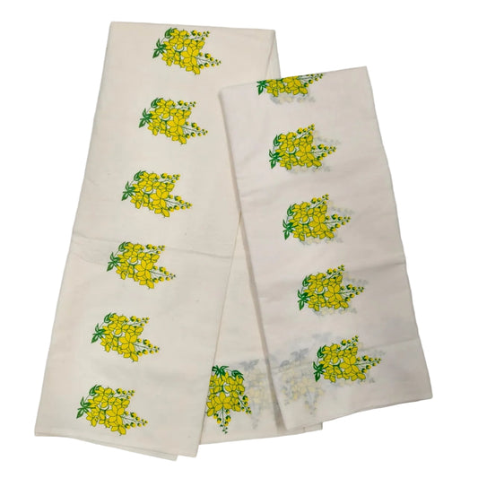 Gada cotton printed mundu with traditional Kerala design by Ramachandra Kuthampully Handlooms.