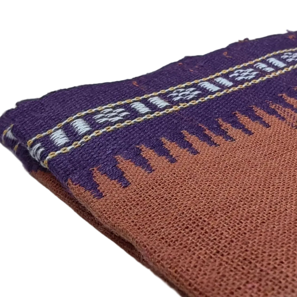 Kavi dhothi with colour dot detailing, traditional Kerala handloom by Ramachandra Kuthampully Handlooms.