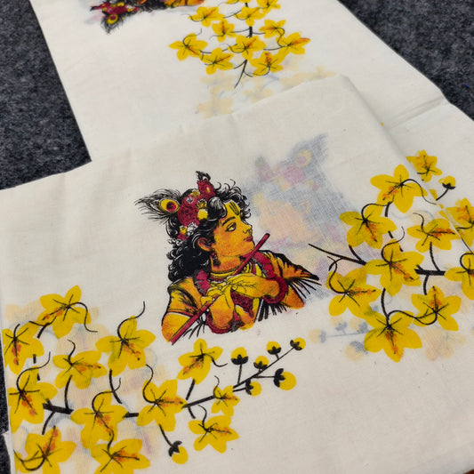 Gada Cotton Printed Set  Mundu | Ramachandra Kuthampully Handlooms