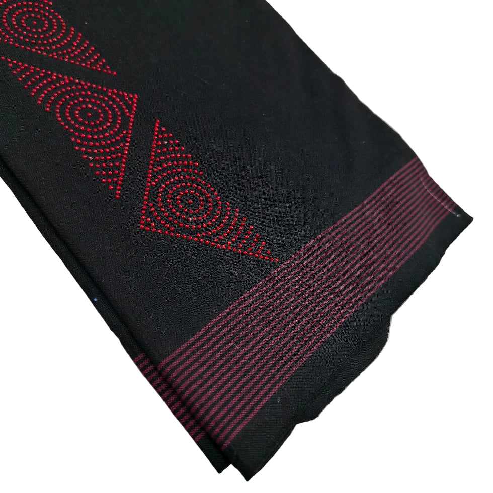 Kavi dhothi with colour dot detailing, traditional Kerala handloom by Ramachandra Kuthampully Handlooms.