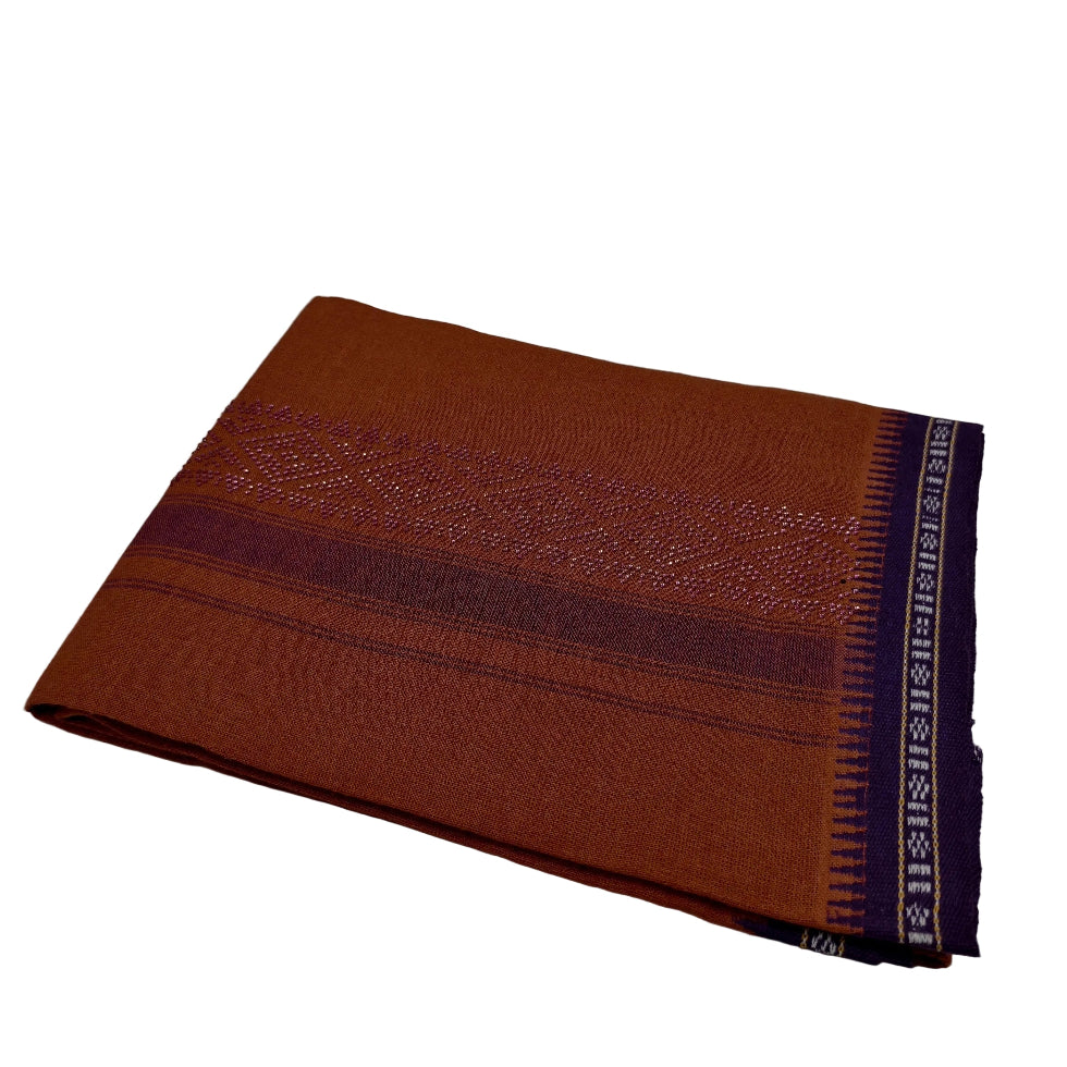 Kavi dhothi with colour dot detailing, traditional Kerala handloom by Ramachandra Kuthampully Handlooms.