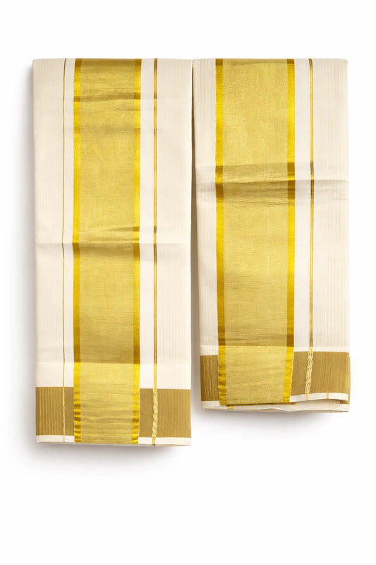 Set Mundu with Wide Golden Kara | Ramachandra Kuthampully Handlooms