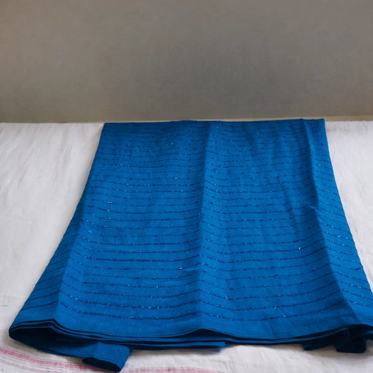 Teal blue Vijithra silk handloom saree by Ramachandra Kuthampully Handlooms