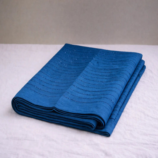 Teal blue Vijithra silk handloom saree by Ramachandra Kuthampully Handlooms