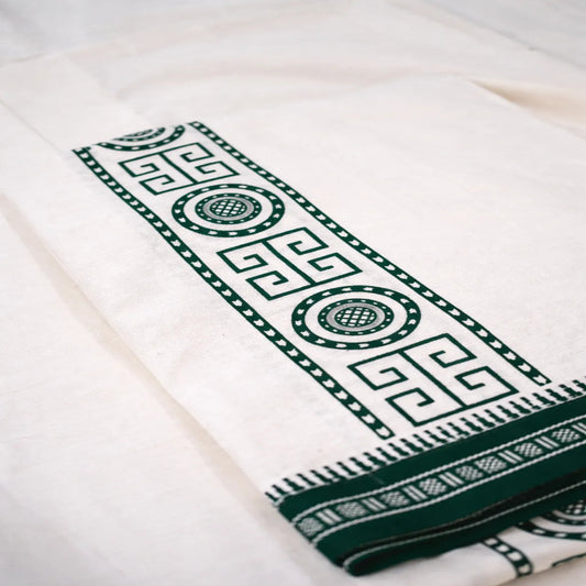 Premium White Single Designer Kara Mundu from Ramachandra Kuthampully Handlooms